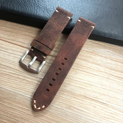 Dark Brown Высокое качество 22 мм ремешок из натуральной телячьей кожи Мягкий браслет для Tudor/Oris/U-boat/zenith Ремешки для наручных часов армейские часы - Цвет ремешка: Dark Brown