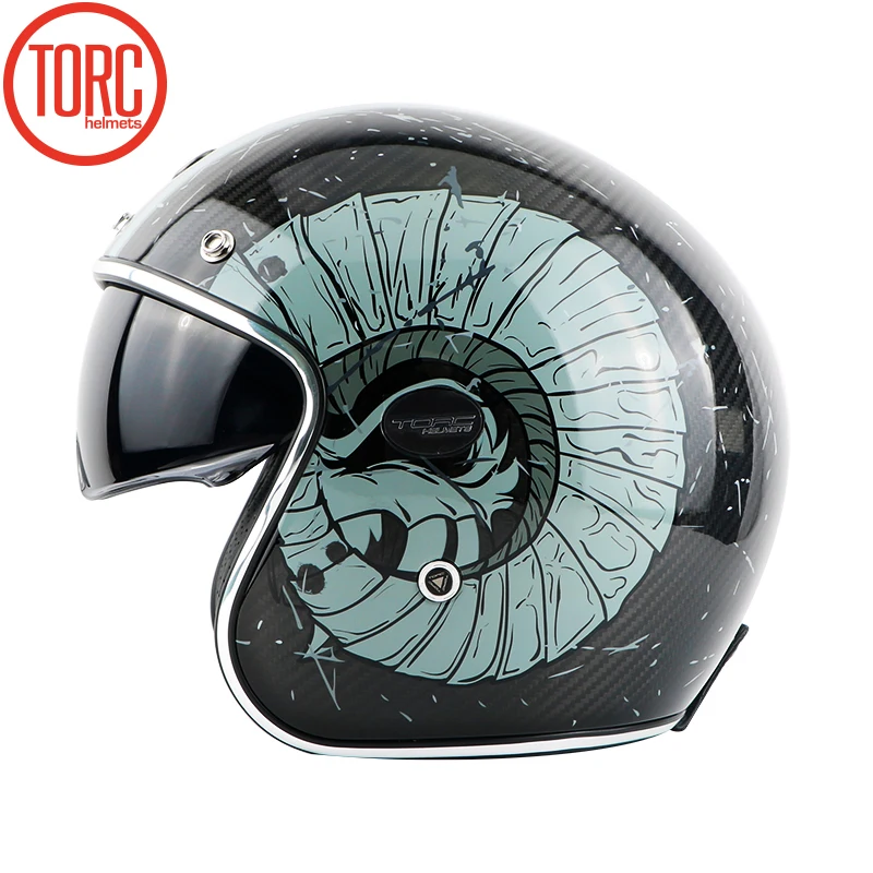 Мотоциклетный шлем TORC V587 ретро из углеродного волокна с открытым лицом|carbon fiber