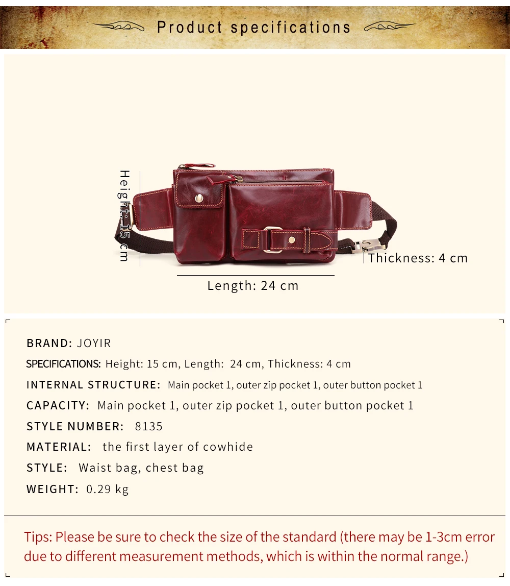 JOYIR, Новое поступление, Мужская нагрудная сумка, Ретро стиль, слинг, грудь, на спине, сумка через плечо, натуральная кожа, сумки через плечо для мужчин, 8135