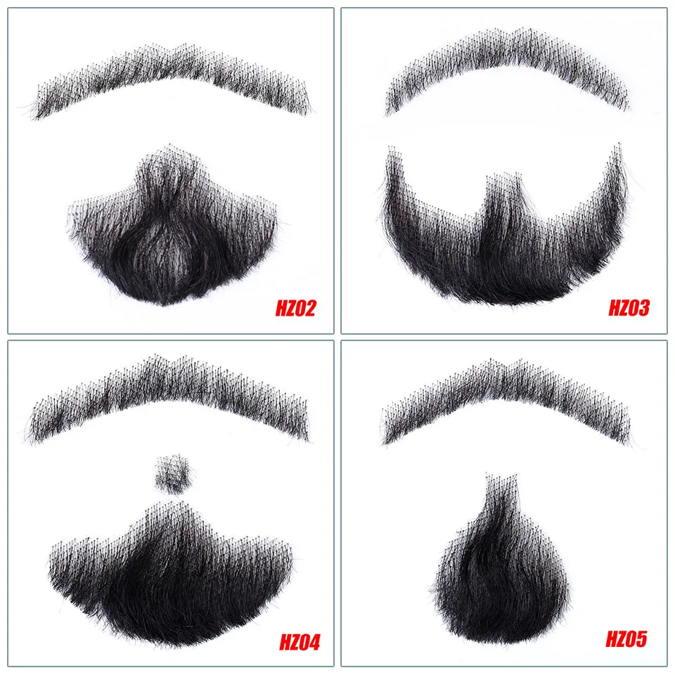 AOSIWIG 5 Style Weave Fake Beard Man Mustache Makeup For Film Television Makeup Synthetic Fake Hair images - 6