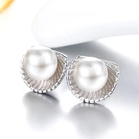 s925 pure tremella nail shell pearl pearl earrings silver 925 birthday gift