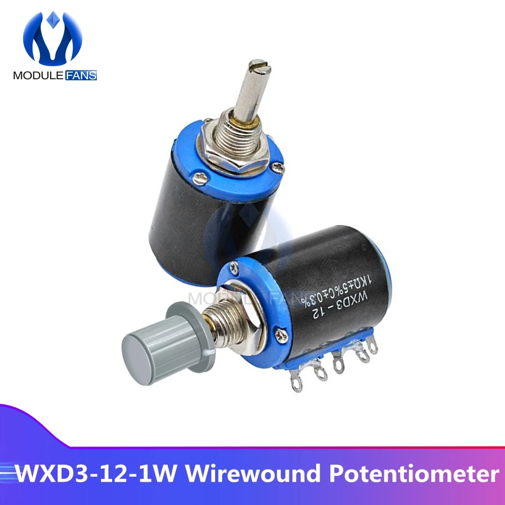 Сопротивление потенциометра с проволочной обмоткой WXD3-12-1W 100R 200R 470R 1K 2,2 K 4,7 K 10K 22K 47K Ом многоповоротная ручка поворотного потенциометра