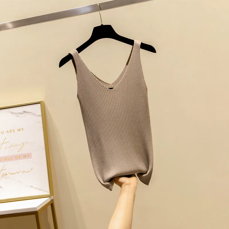 Яркий цвет женская модель 2019 новая летняя Тонкая шелковая майка без рукавов|Топы|