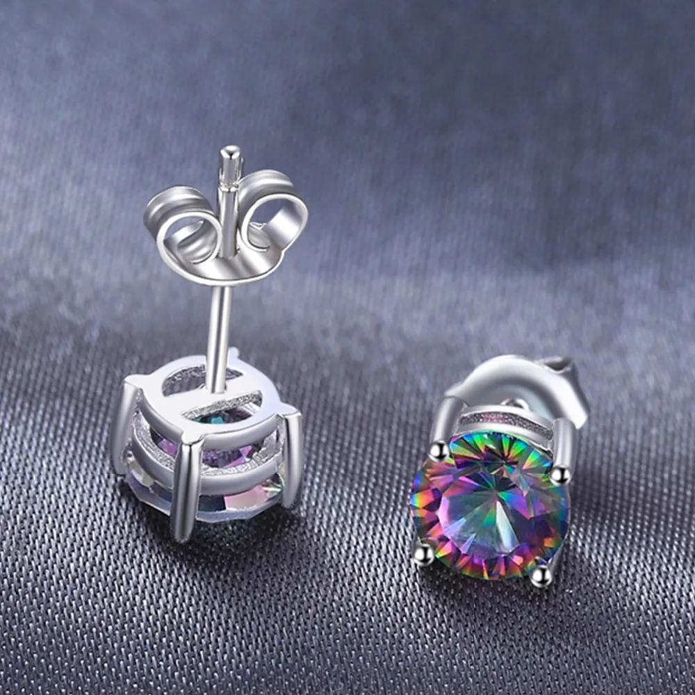 Jewelrypalace классический 2ct Natural Mystic Радужный топаз круглые серьги из натуральной 925