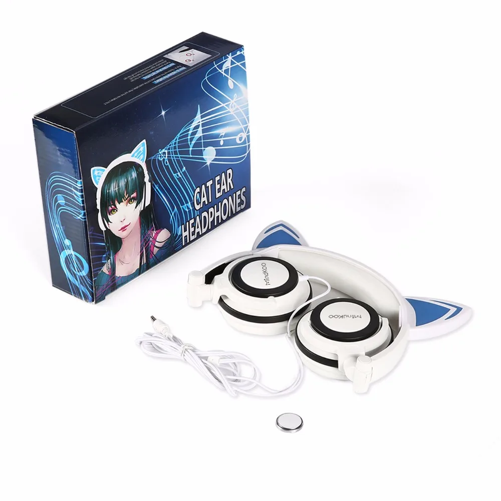 Складные наушники со светящимися кошачьими ушами игровая гарнитура