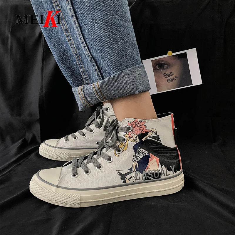 MEIKI Spring Autumn Summer New Brand Male Casual Canvas Shoes High-top Breathable Tenis Fashion Men Sneaker Flats #D52 | Обувь