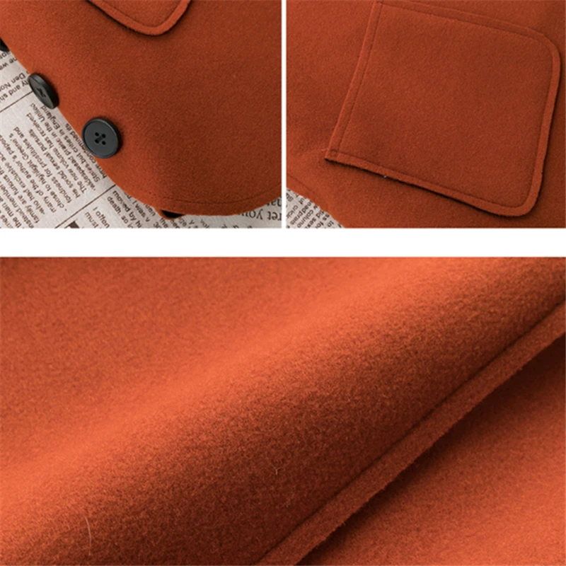 Autumn Winter Red Wool Coat Women Windbreaker Plus size Slim Caramel Blend Jacket Outwear Casual Woolen Female | Женская одежда
