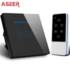 Сенсорный выключатель ASEER, стеклянный светильник 500 Вт с функцией дистанционного управления, rf 433 МГц,