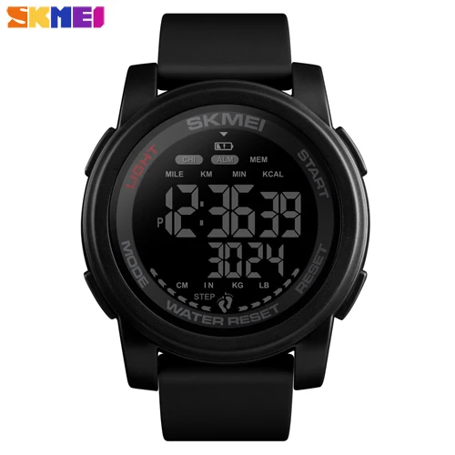 Black-Black SKMEI Новые Роскошные мужские часы бренд цифровой будильник часы калорий шагомер спортивные наручные часы военные водонепроницаемые relogio masculino - Цвет: Black-Black