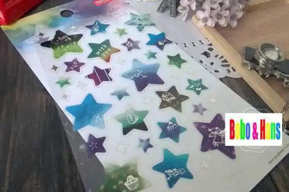 Новый милый синий звездный стиль Декор ПВХ наклейка Скрапбукинг Украшение