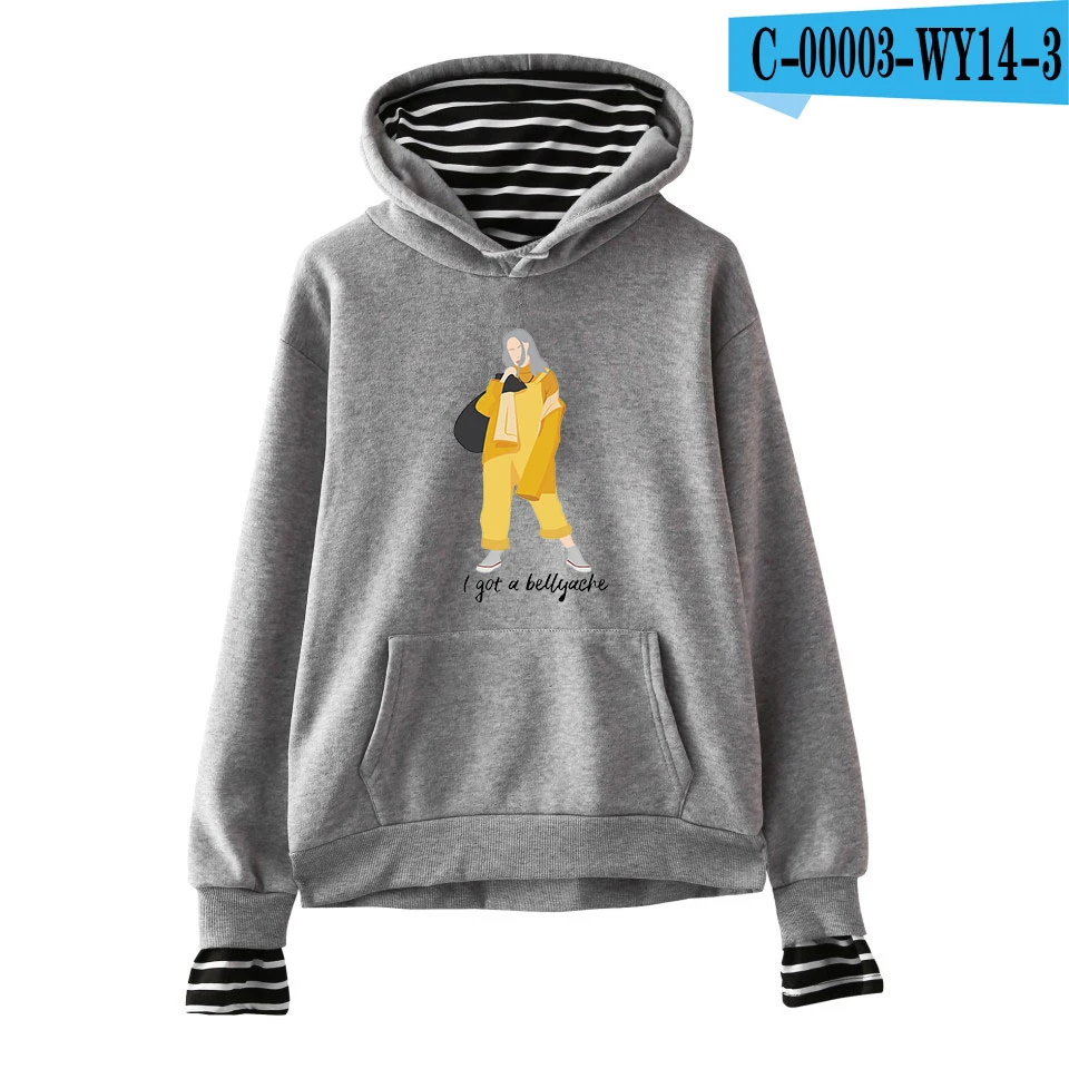 FADUN Tommee Billie Eilish принт поддельные две части толстовки горячая Распродажа повседневные женские толстовки Kpops Harajuku размера плюс - Цвет: gray