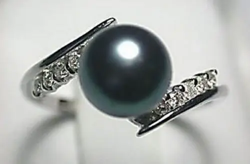 

Hot selling free shipping******** amazing natural Akoya black pearl silver ring