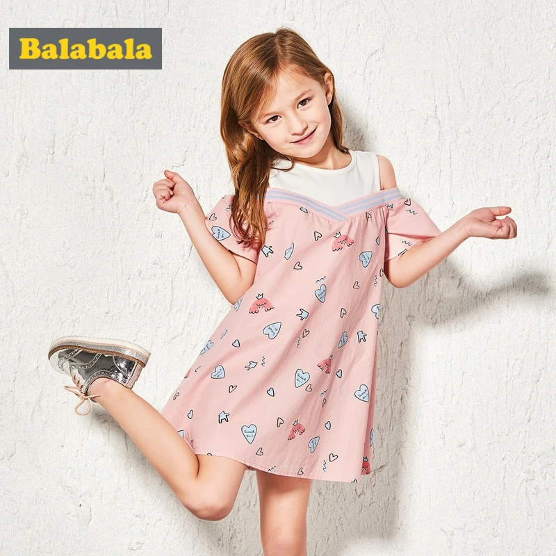 Платье для девочек balabala милое Хлопковое платье с цветочным принтом и открытыми