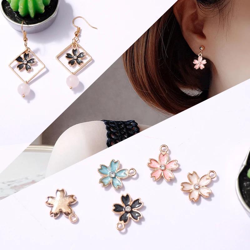 

Enamel Blossom Petals Pendant DIY Handmade Earrings Accessories Jewelry Finding Components Material 10pcs