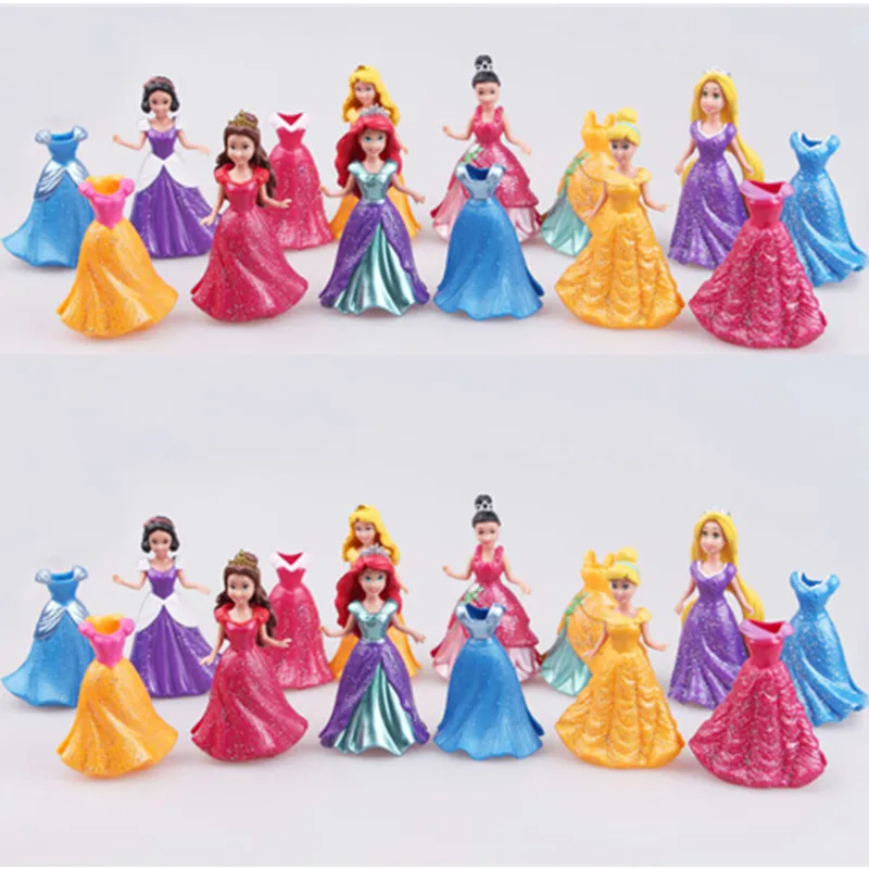Disney 14 шт./компл. 8 см длинная Золушка Принцесса Белоснежка платье съемные куклы