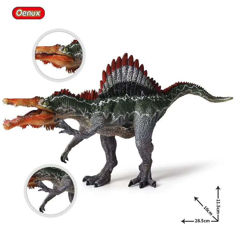 Oenux Jurassic Dinosaur Carnivorous S. marocannus Open Mouth Dinosaurs Animals Model Action Figures Collection Toy For Kid Gift