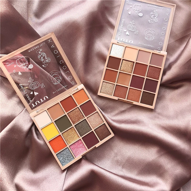 16 цветов Мерцающая матовая палитра теней для макияжа Pallete Красота Блеск Тени для век Палитра для пигментов Обнаженная Дымчатая водостойкая косметика
