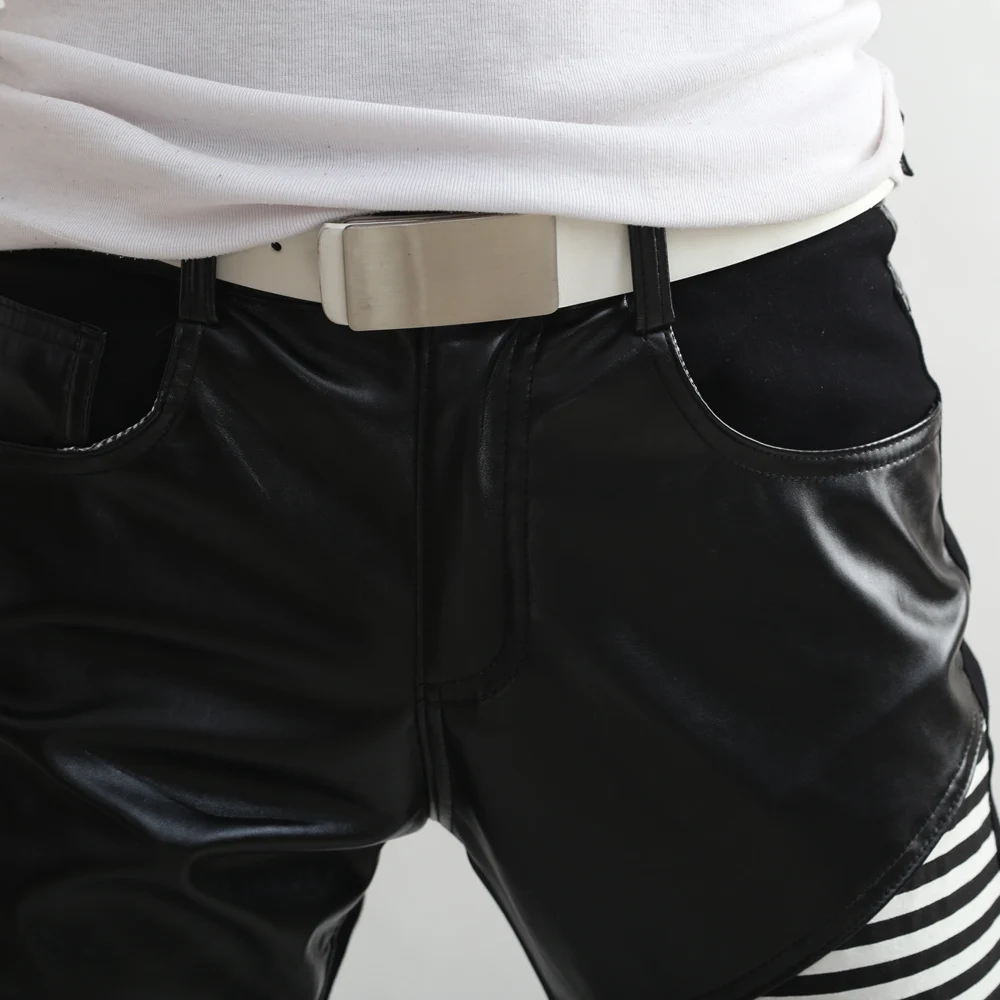 Штаны мужские повседневные кожаные компрессионные|punk pants|sexy mens pantsmens leather trousers |