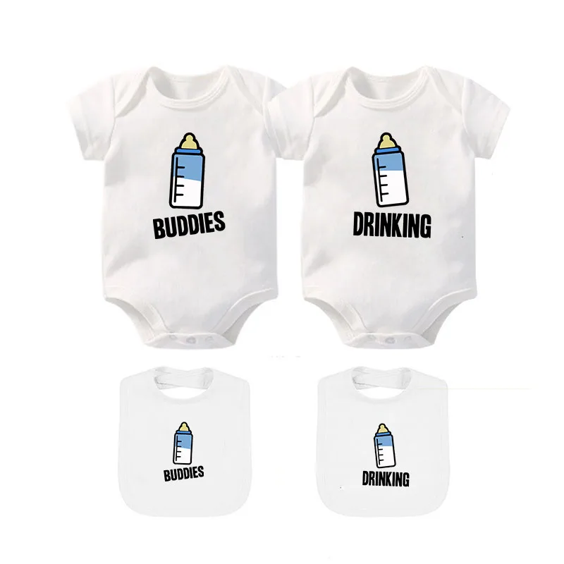 

YSCULBUTOL Drinking Buddies Twins Funny Cute Baby Grow Vest Bodysuit Newborn Gift Idea Baby Clothes Baby Shower Gift.