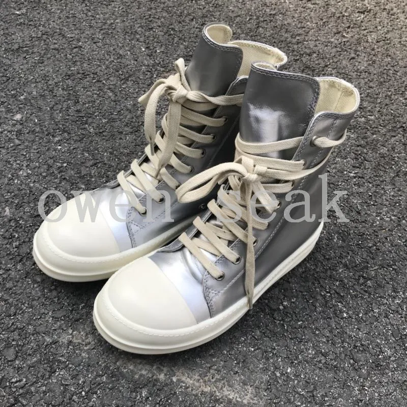 19ss Owen Seak/Мужская парусиновая обувь; высокие ботильоны на шнуровке; роскошные кроссовки; ботинки; Повседневная Брендовая обувь на плоской подошве на молнии; Цвет Черный; большие размеры
