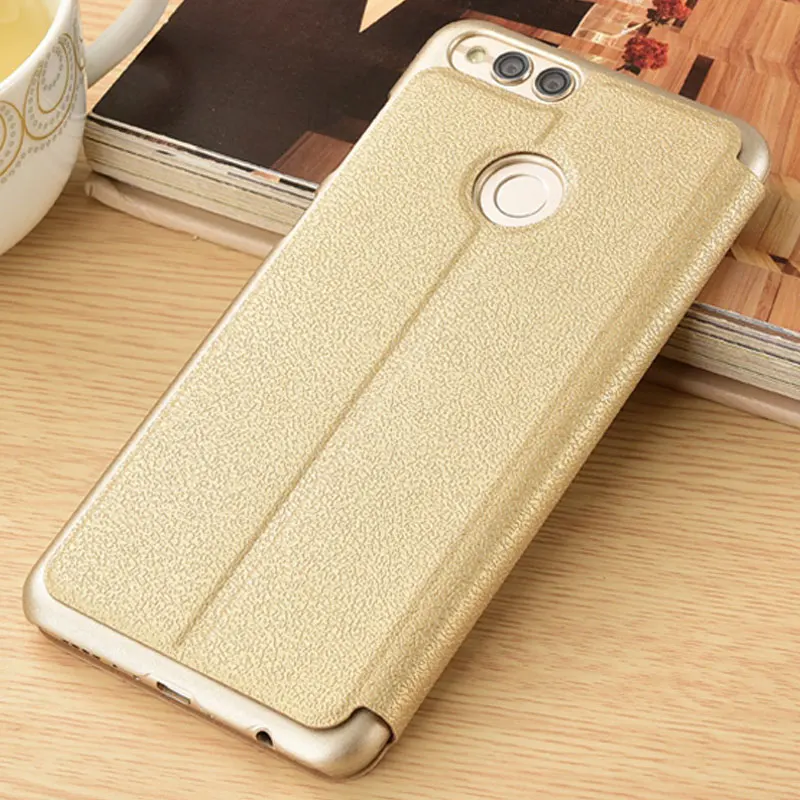 For Huawei Honor 7X Case 5.93" Luxury View Window Book Stand Flip Case For Huawei Honor 7X Cover PU Leather BND-L21 Phone Cases