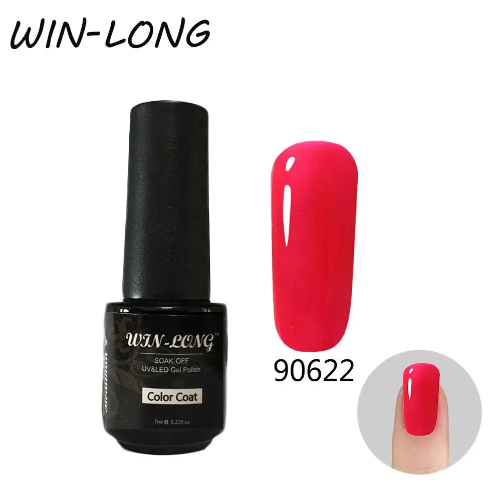 WIN-LONG 7ML Nail Gel Polish UV Soak Off Pure Color Design Art Kit Cured Base Top Coat With LED Lamp | Красота и здоровье
