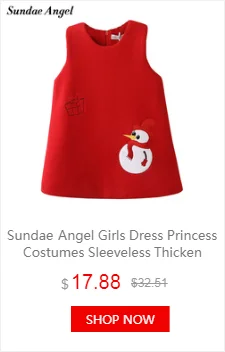 Sundae Angel/зимнее платье для девочек Утепленное зимнее платье без рукавов с отложным воротником для девочек, шерстяная одежда для детей от 2 до 7 лет