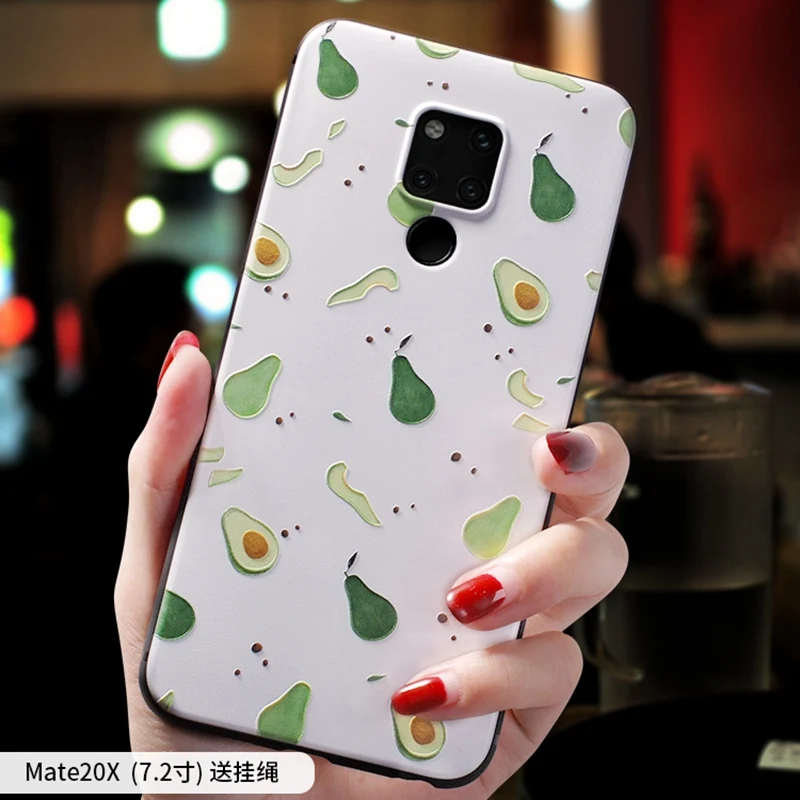 Милый мультяшный чехол с тиснением авокадо персик для huawei P30 PRO, P20 PRO, MATE 20 PRO 20 X, P10 PLUS чехол P30PRO P20PRO MATE20X - Цвет: 3 mate20X