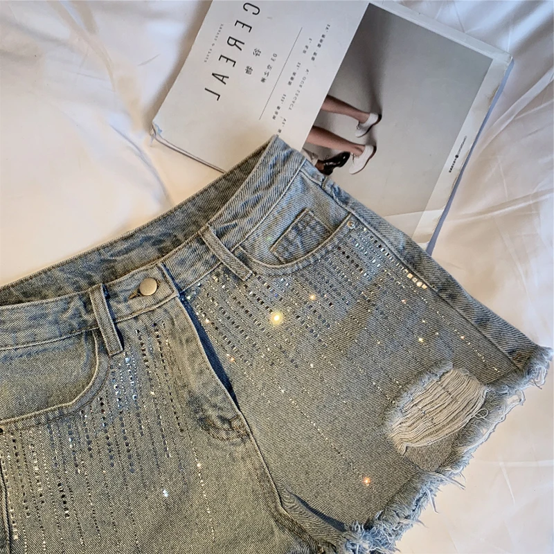 Женские джинсовые шорты Zoki летние пикантные рваные джинсы с высокой талией и