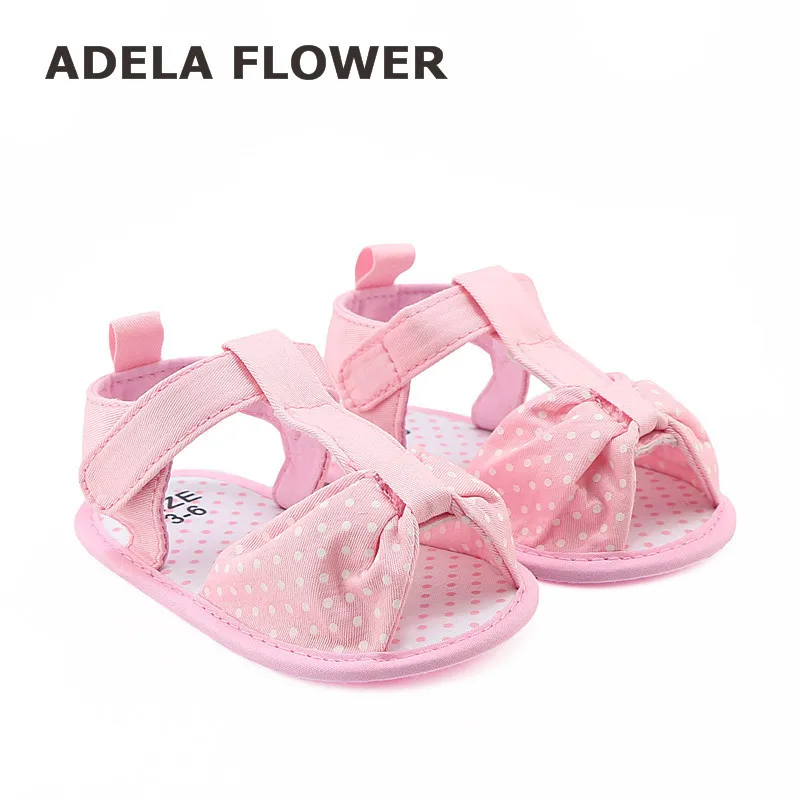 2017 летние милые сандалии для маленьких девочек розовые детские в горошек с