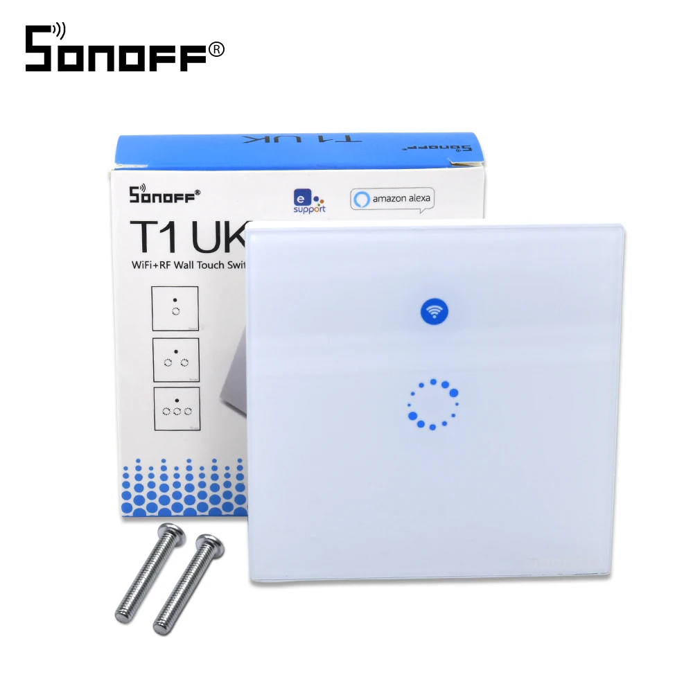 ITEAD sonoff T1 1 Gang Беспроводной стены WI FI rf/app/Touch вилка Великобритании с свет