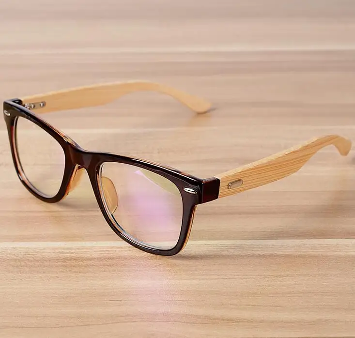 Новые прозрачные линзы очки ручной полированной бамбуковой дужки красочная