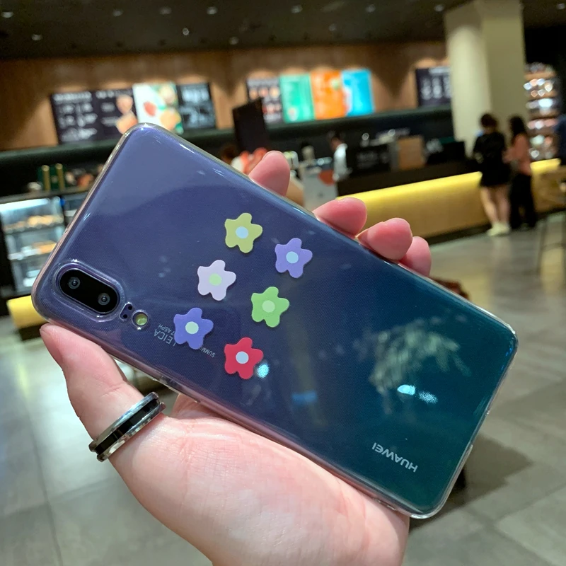 Cute Flower Clear Soft Silicone TPU Case Cover For Huawei P20 P30 Mate 10 20 Pro Nova 3 3i 4 4e Honor 8 9 Lite 8X Max View |