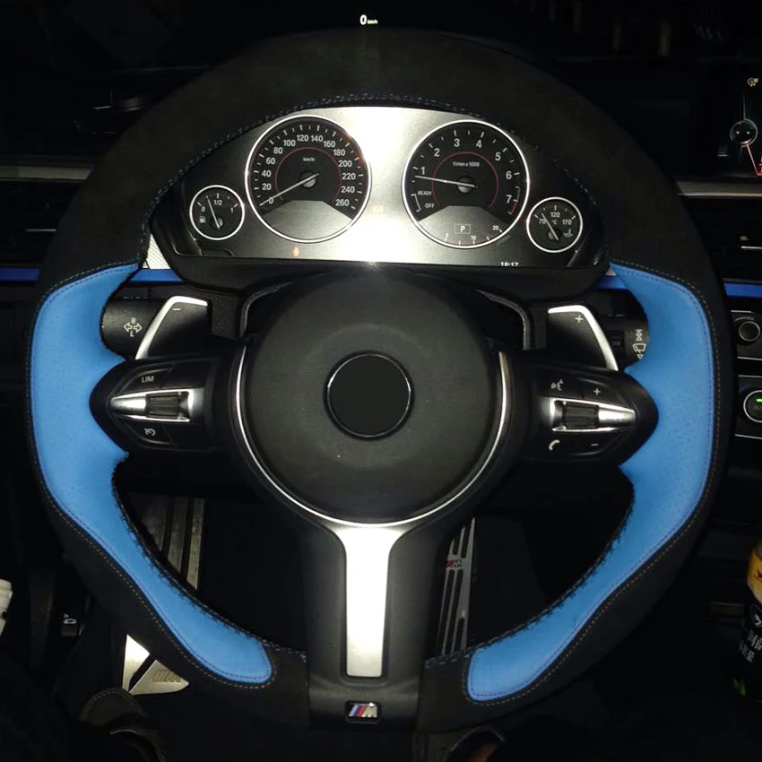 Чехол на руль черный замшевый чехол светло голубого цвета для BMW F87 M2 F80 M3 F82 M4 M5 F12 F13