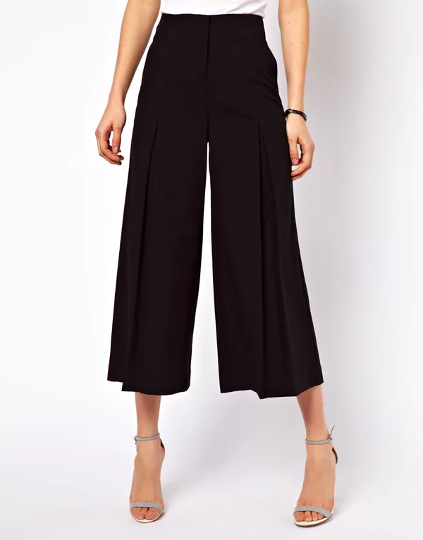 2015 Women's Fashion Black Wide Leg 7 pants pants Wide Leg pants girls -  купить по выгодной цене | AliExpress