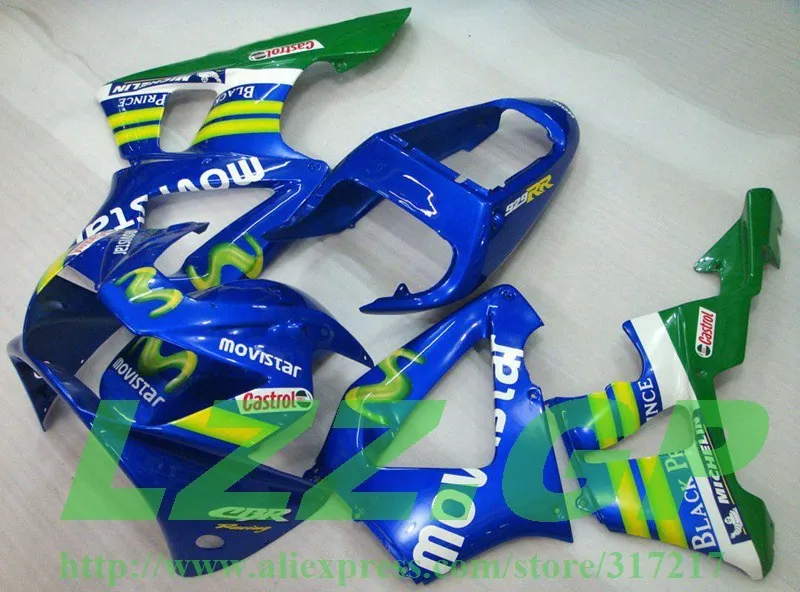 

Injection fairing kits for HONDA CBR900RR 929 00 01 CBR 900RR 2000 2001 CBR929 00 01 929RR Green blue fairing set #2tbb1 LZZ.GP