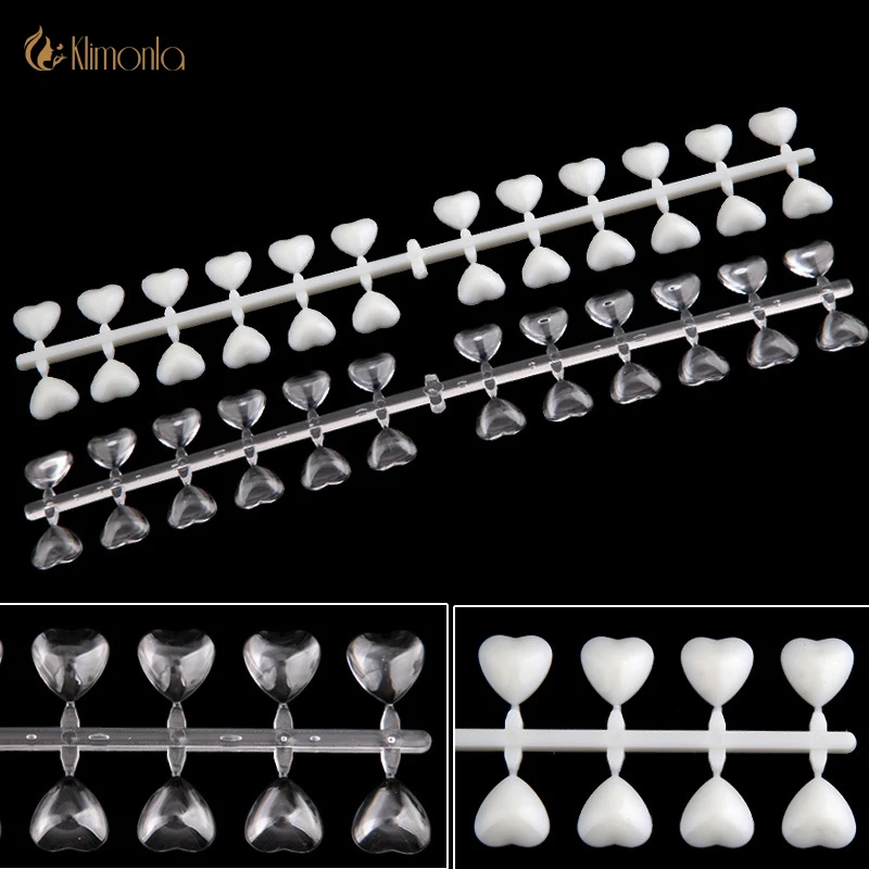 48 накладных ногтей цветная карточка прозрачное натуральное сердце демонстрация