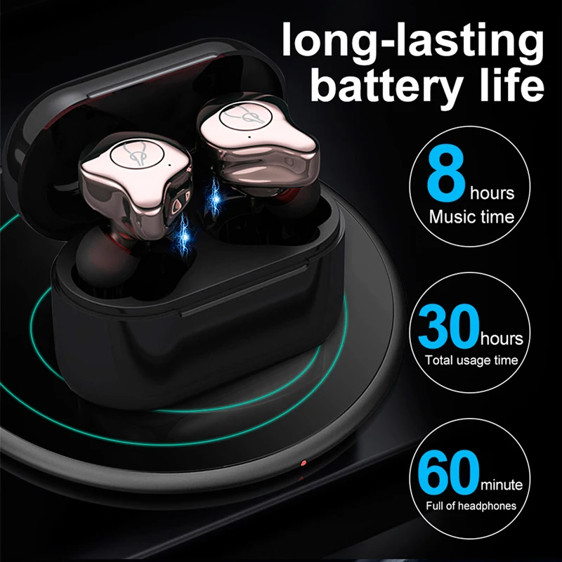 TWS беспроводные наушники Bluetooth 5 0 спортивные HiFi стерео шумоподавление гарнитуры с