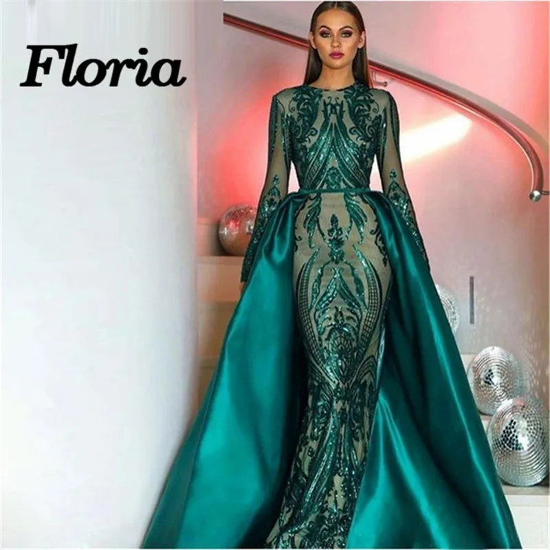 Блестящие Зеленые Вечерние платья Русалочки с оттянутой юбкой Robe de soiree Арабский