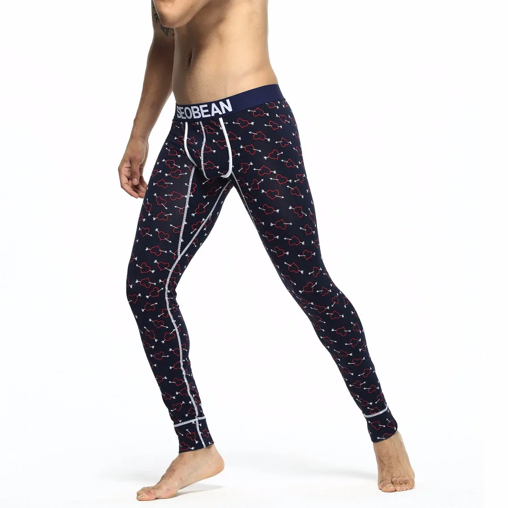 Мужские длинные штаны с принтом сердечек зимние термобелье новые мужские