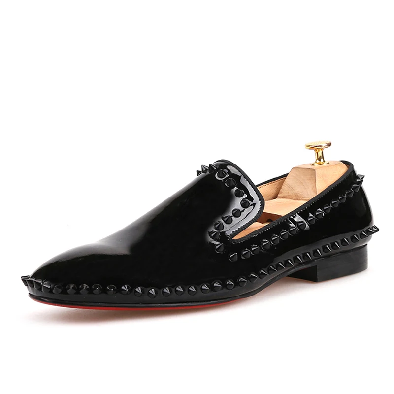 Мужские лоферы из лакированной кожи Jeder Schuh черные Лоферы ручной работы с красной