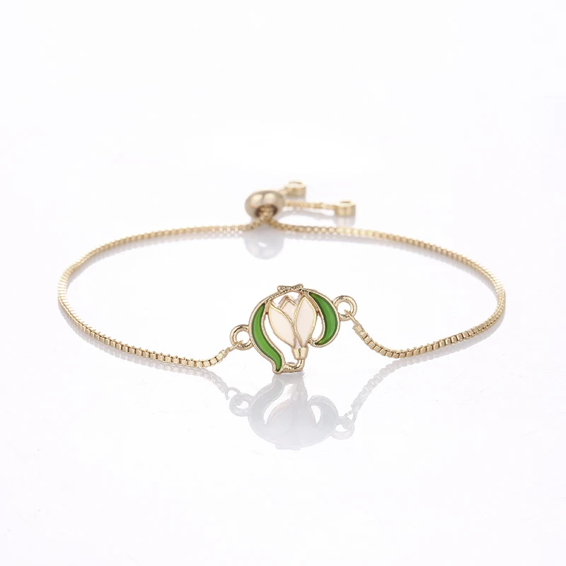 Glamour green flower garden plant lady summer fashion adjustable bracelet exquisite girl gift jewelry wholesale | Украшения и