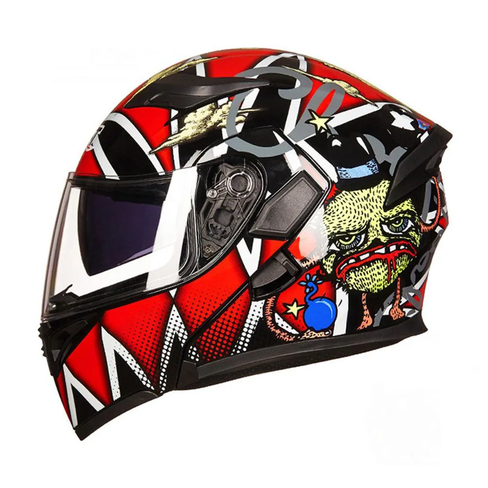 

GXT Flip Up Motorcycle Helmet Motocross Visor Breathable Comfort Crash Helmet Moto Doublel Lens Full Face Helmet For Motorcycle