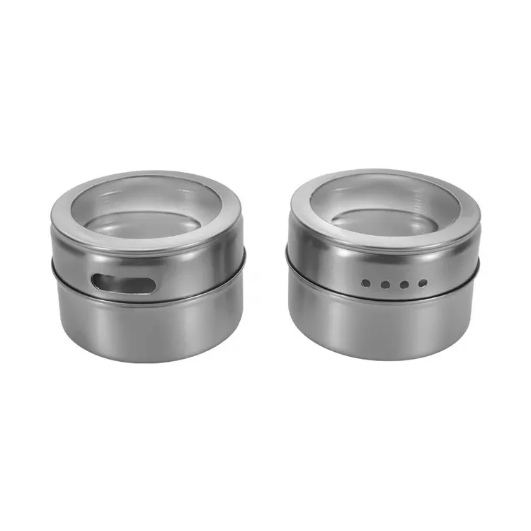 WOTMULY Stainless Steel Magnetic Spice Jars Stickers Pepper Seasoning Sprays Tools Container Jars Kitchen Condiment ST0070