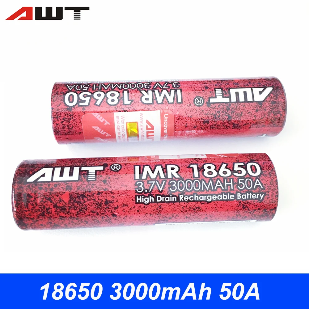 AWT 18650 Батарея 3000 мА/ч 50A литий для SMOK Voopoo Vaporesso Luxe Wismec рел RX2/3 VS VTC6 HG2 T043|battery 18650|18650