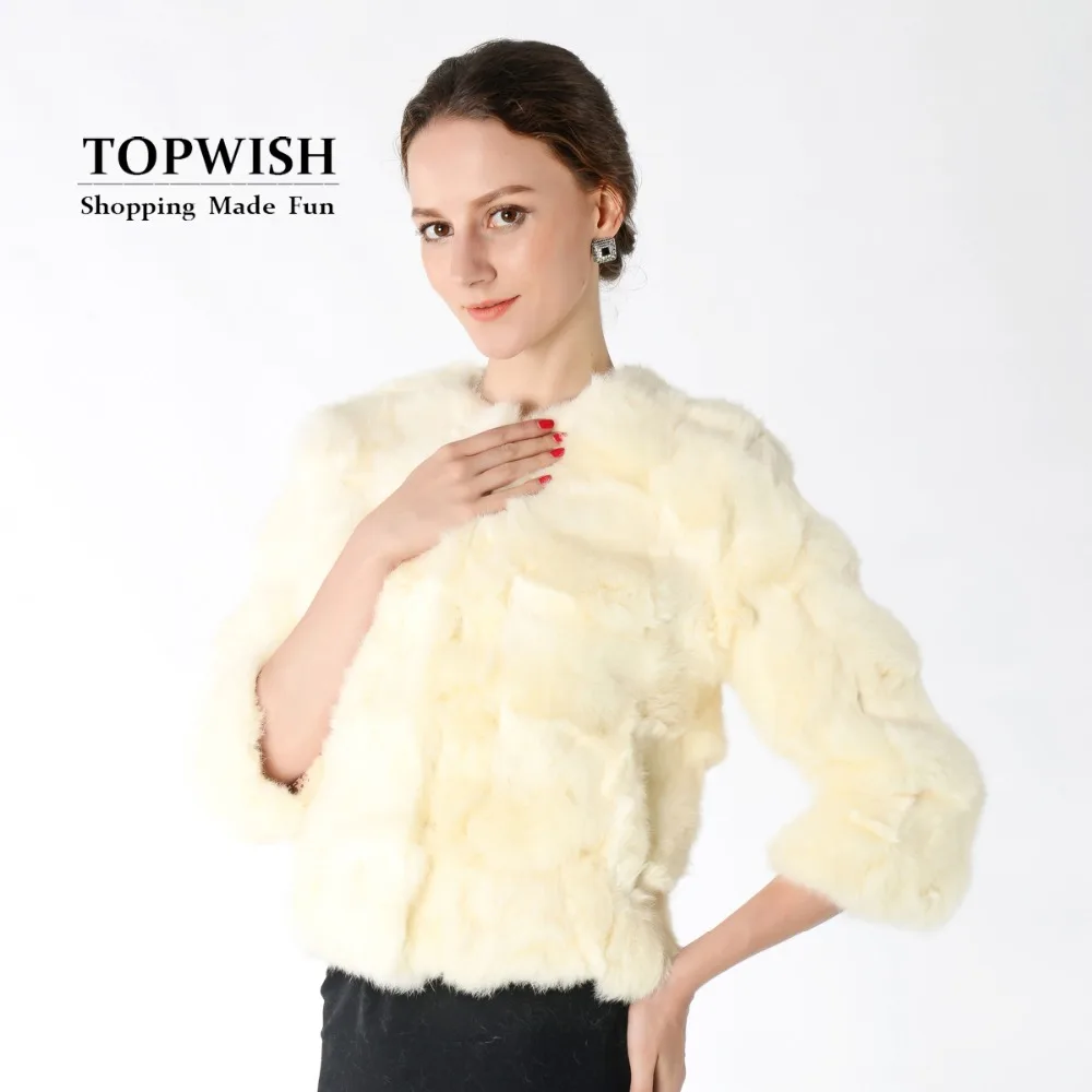 Новый модный 100% настоящий мех кролика куртка из натурального меха для женщин