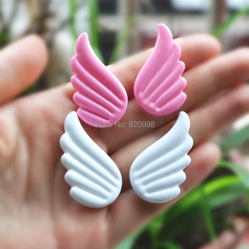 

5 pair 2 colors Cute Angel Wings For Diy Phone deco Kawaii Flatback Resin Cabochon Scrapbook Embellishment 40*23mm