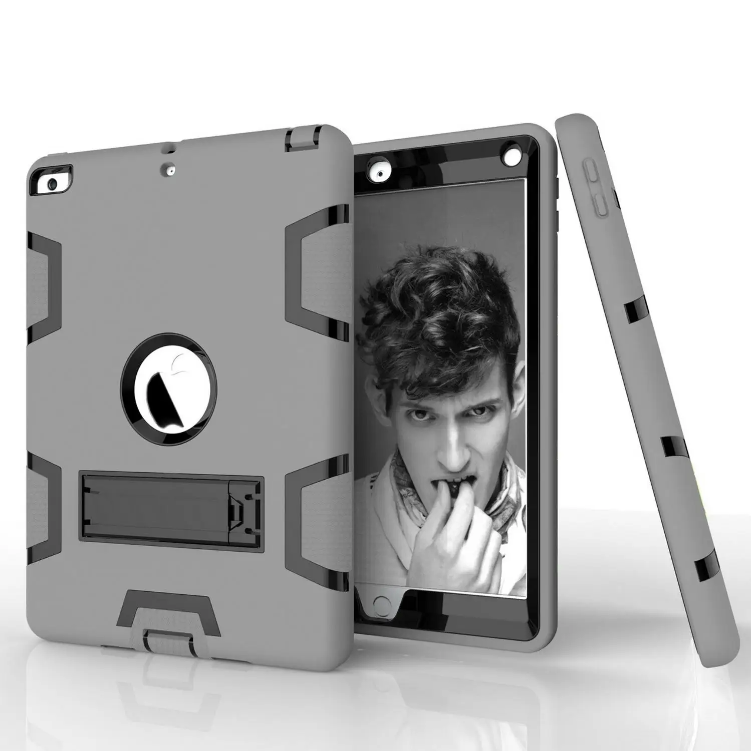 gray black ZS 89 Чехол для apple iPad 9,7 дюймов / выпуск 6th ZAIWJ Безопасный детский Защитный Мягкий противоударный силиконовый Жесткий Чехол - Цвет: gray black ZS 89