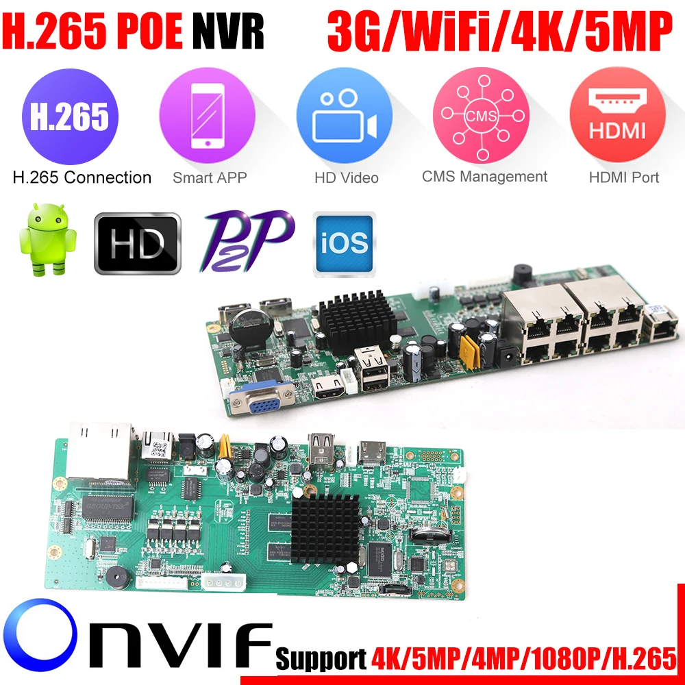 USAFEQLO XMEye P2P 4CH 8CH CCTV NVR плата HI3798M 4K дисплей 4/8CH 4MP видео регистратор модуль ONVIF обнаружения движения Поддержка 3g/Wifi