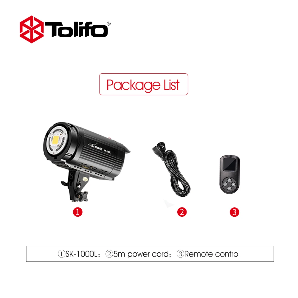 Tolifo SK-1000L, 100 Вт, 5600 K, Интегрированный Светодиодный студийный видео-светильник с креплением Bowens для DSLR камеры+ пульт дистанционного управления